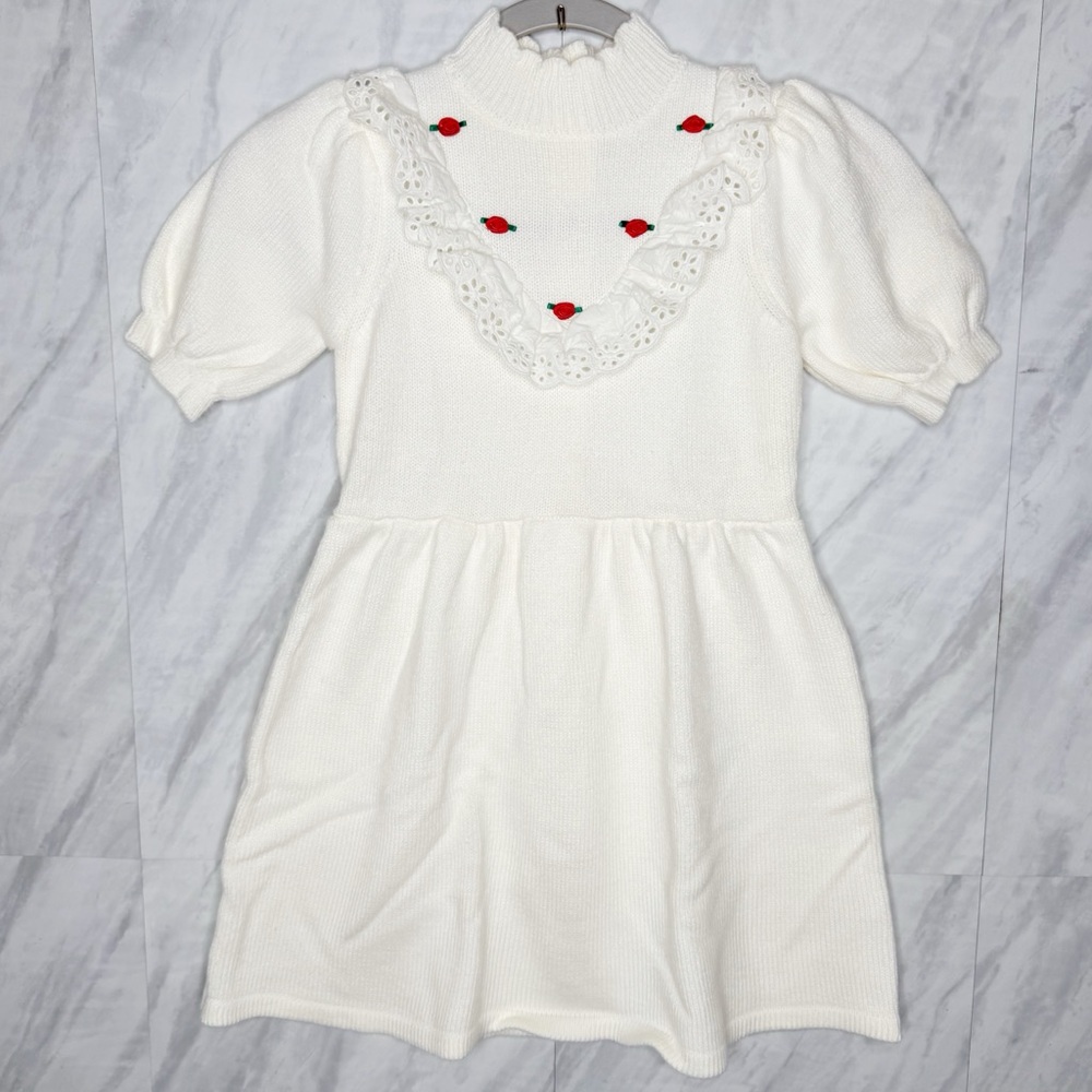 Janie and Jack White Mock Neck Puff Sleeve Dress